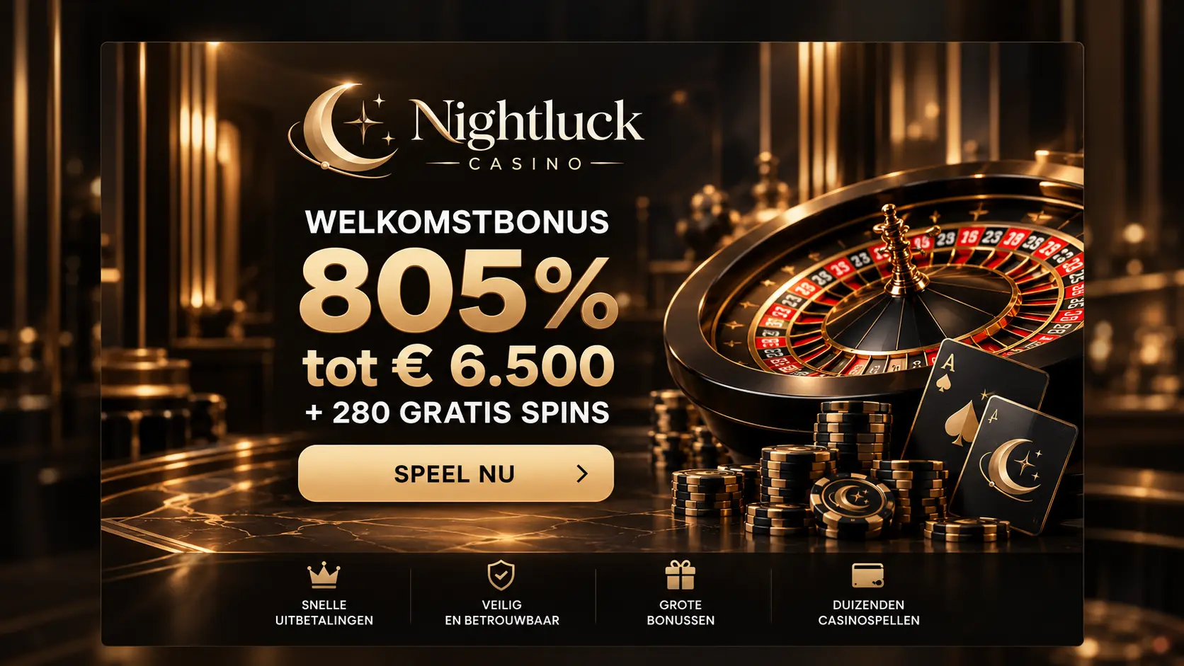 Nightluck Casino Nederland: Slots, Live Games en Uitbetalingen image 1